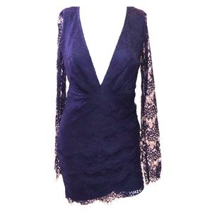 Navy Blue Lace Mini Dress